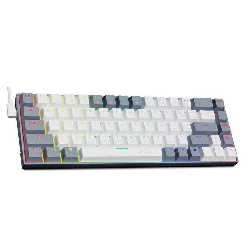 Compact RGB Mechanical Keyboard 68-Key - Multilingual Red Switch Gaming Keypad Gadgets Keyboards & Mice Laptop & Tablet Accessories Color : White|White-Gray|Black 