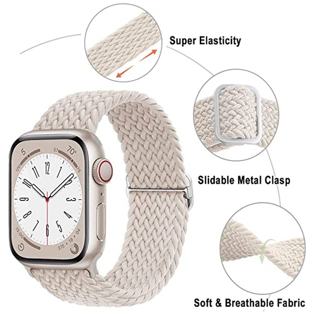 Braided Solo Loop Apple Watch Band - Compatible with Series 3 to 9 & SE Gadgets Smartwatches & Accessories Color : Black|Green|Red|Pink |Beige|Blue|Orange|Gray|Red/Black|Black/Green|Rainbow|Black/White|Green Gradient|Orange Gradient|Purple Gradient 