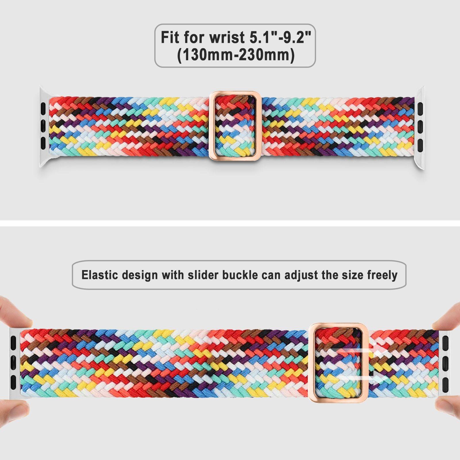 Braided Solo Loop Apple Watch Band - Compatible with Series 3 to 9 & SE Gadgets Smartwatches & Accessories Color : Black|Green|Red|Pink |Beige|Blue|Orange|Gray|Red/Black|Black/Green|Rainbow|Black/White|Green Gradient|Orange Gradient|Purple Gradient 