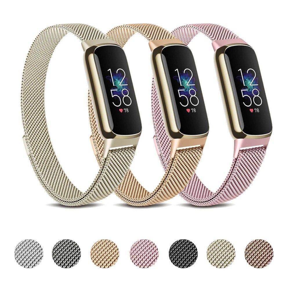 Fitness Enthusiasts' Choice: Magnetic Milanese Sport Strap for Fitbit Luxe Gadgets Smartwatches & Accessories Band Color : Black|Silver|Rose Gold|Colorful|Gun Color|Rose Pink|Retro Gold 