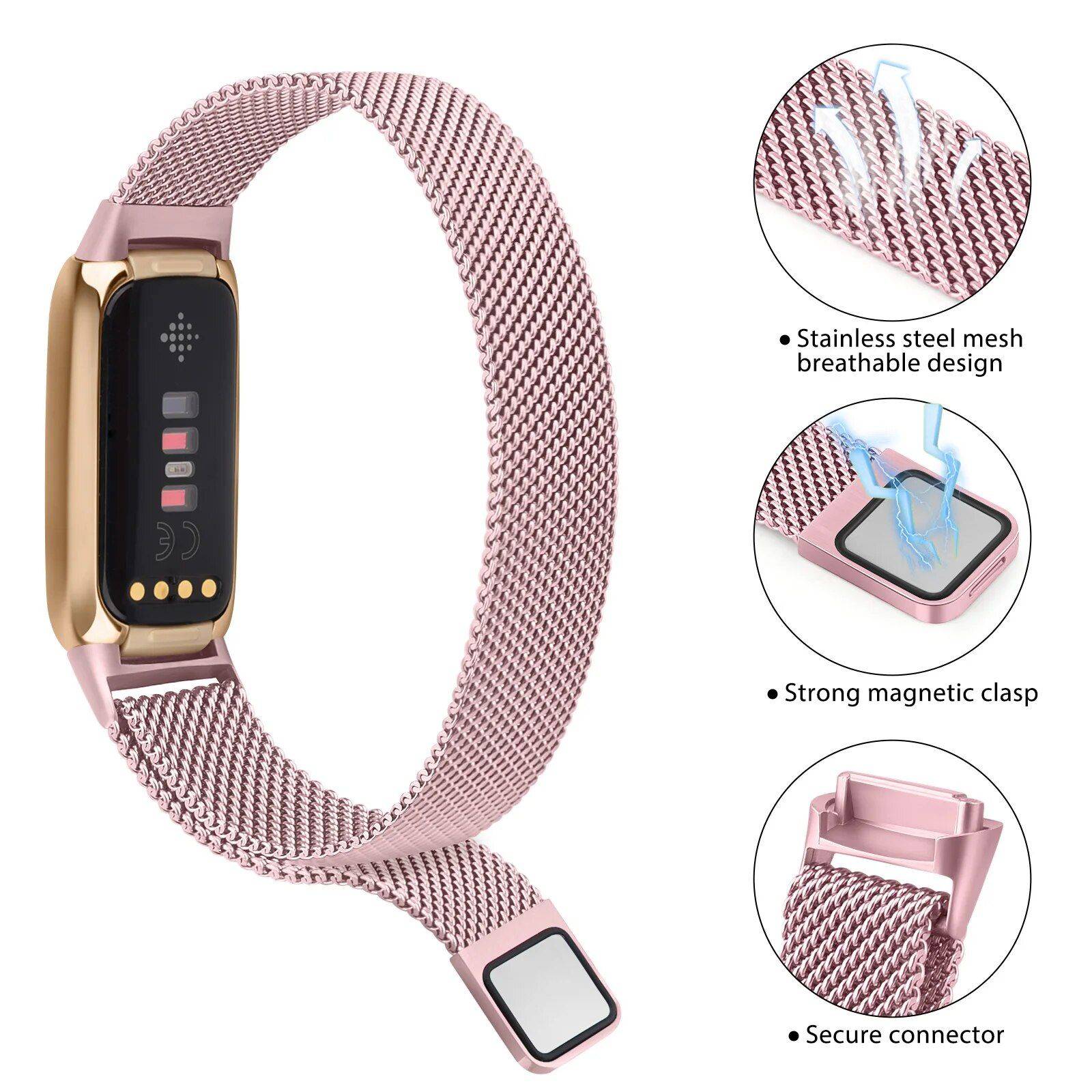 Fitness Enthusiasts' Choice: Magnetic Milanese Sport Strap for Fitbit Luxe Gadgets Smartwatches & Accessories Band Color : Black|Silver|Rose Gold|Colorful|Gun Color|Rose Pink|Retro Gold 