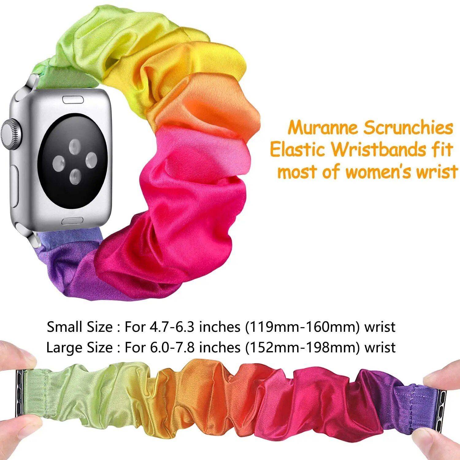 Elastic Scrunchie Apple Watch Band - Nylon Solo Loop Bracelet for All Series Best Sellers Gadgets Smartwatches & Accessories Band Color : Black Gray flower|Silver gold|Black|Butterfly blue|Purple gold|White red flower|Black daisy flower|Black red flower|Rainbow|Black gold|Yellow black gold|White Black dot|Cheetah|Black White dot|Butterfly gold|Turmeric gold|Pink red gold 