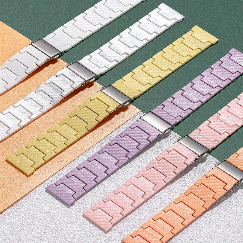 Universal 20/22mm Carbon Fiber Watch Strap with Metal Buckle Gadgets Smartwatches & Accessories Band Color : Olive green|White|Black|Red|Yellow|Blue|Papaya|Turquoise|Pink sand|Sky blue|Pine green|Lavender 