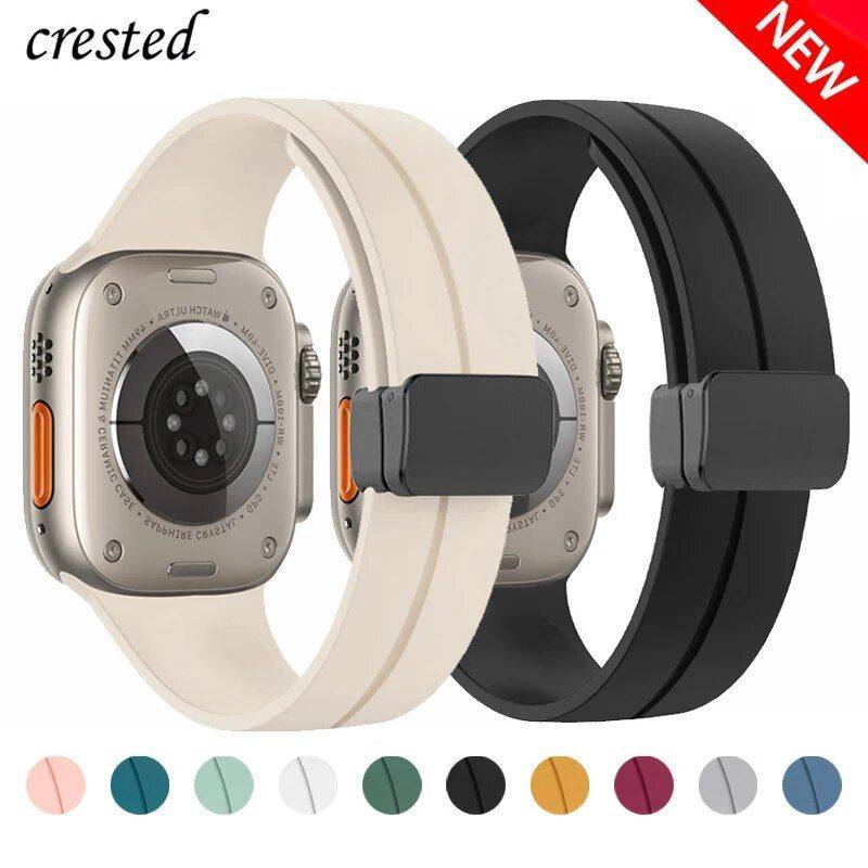 Magnetic Silicone Sport Strap for 38mm-49mm Smartwatches Gadgets Smartwatches & Accessories Band Color : Gun-silver|Pine green|Starlight-silver|Yellow-silver|Black-silver|Starlight|orange|Gao ji lan-silver|Midnight-silver|Light Purple-silver|Space Gray-silver|Gun|White-silver|Light Green-silver|Wine Red-silver|Army Green-silver|Wei Lan-silver|Midnight Blue-silver|Pink-silver|Midnight Blue|Red-silver|Black|Light Purple|Yellow|Gray|White|Gao ji lan|Wine Red|Army Green|Wei Lan|Midnight|Light Green|Pink|Red 