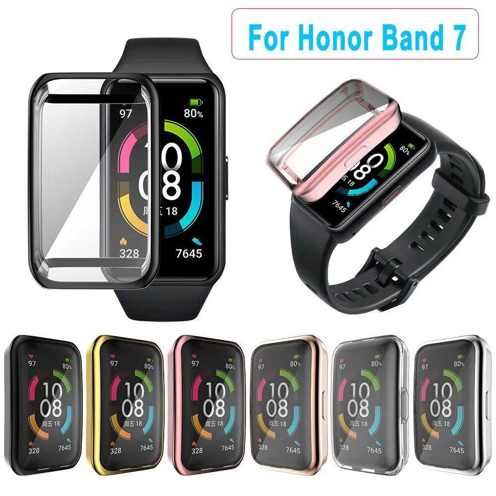 Huawei Honor Band 7 TPU Full Coverage Screen Protector Case Gadgets Smartwatches & Accessories Color : Black|Rose gold|Gold|Silver|Pink|Clear 