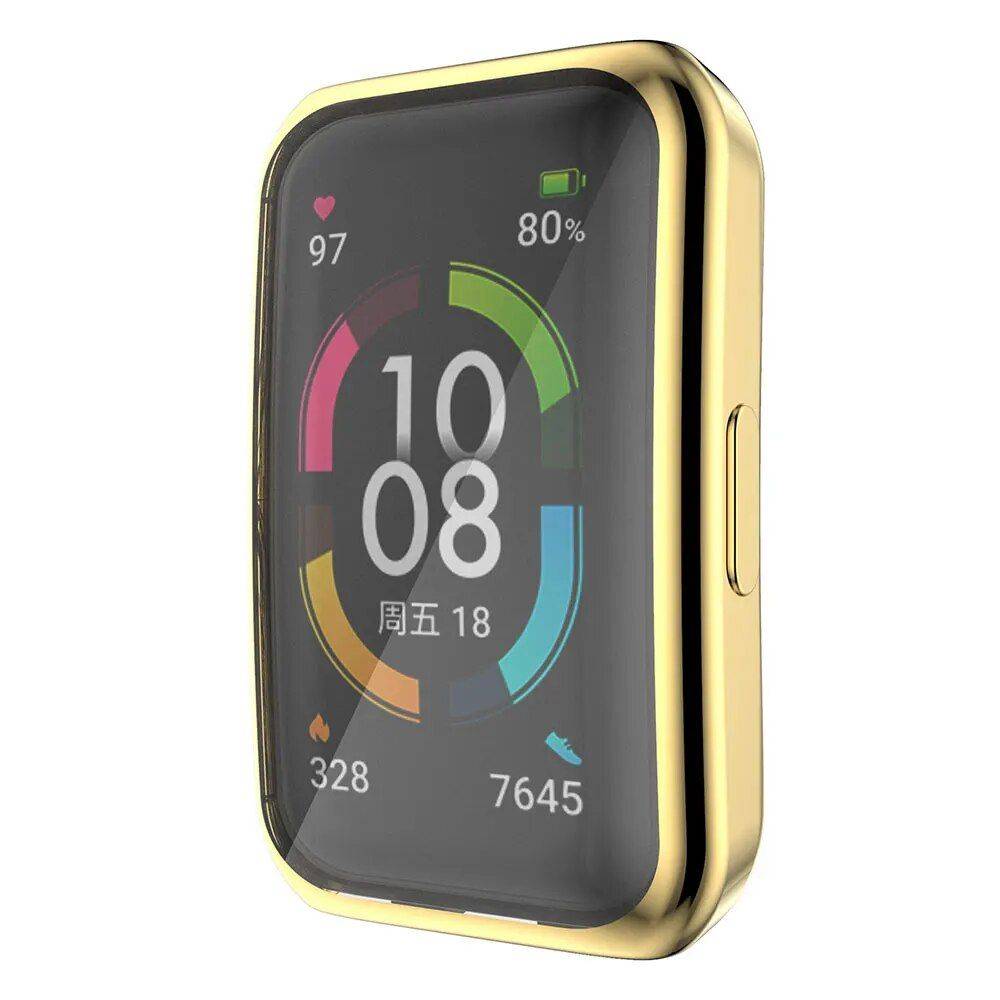 Huawei Honor Band 7 TPU Full Coverage Screen Protector Case Gadgets Smartwatches & Accessories Color : Black|Rose gold|Gold|Silver|Pink|Clear 