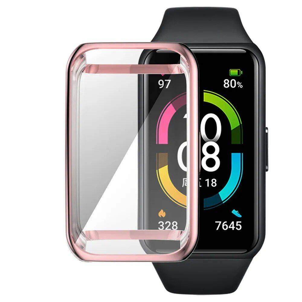 Huawei Honor Band 7 TPU Full Coverage Screen Protector Case Gadgets Smartwatches & Accessories Color : Black|Rose gold|Gold|Silver|Pink|Clear 