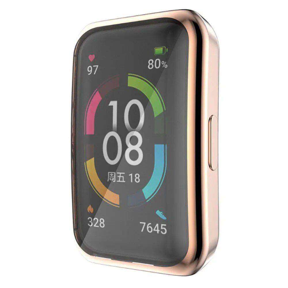 Huawei Honor Band 7 TPU Full Coverage Screen Protector Case Gadgets Smartwatches & Accessories Color : Black|Rose gold|Gold|Silver|Pink|Clear 