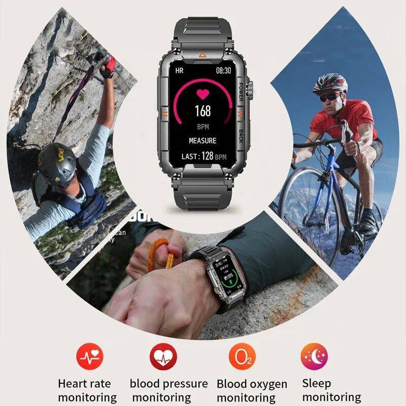 2023 Waterproof Smartwatch with AI Voice, Bluetooth Call, and Health Monitoring Gadgets Smartwatches & Accessories Color : Black|With black steel|With gold steel|Black camouflage|With sliver steel|Orange camouflage|Orange 