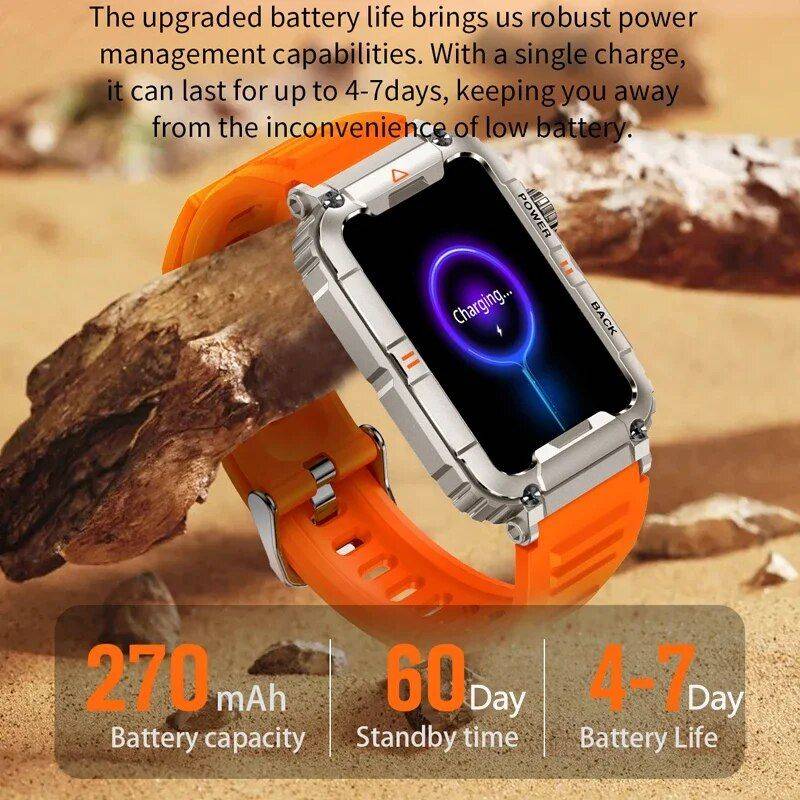 2023 Waterproof Smartwatch with AI Voice, Bluetooth Call, and Health Monitoring Gadgets Smartwatches & Accessories Color : Black|With black steel|With gold steel|Black camouflage|With sliver steel|Orange camouflage|Orange 