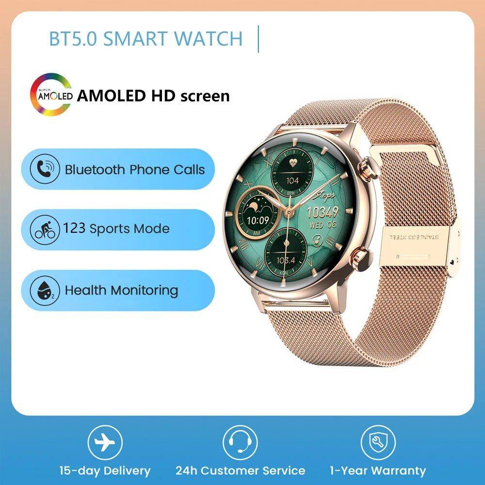 2023 Full Touch Screen AMOLED HD Smartwatch with Bluetooth Call & NFC for Men and Women Gadgets Smartwatches & Accessories Color : Black|Gray|Gold 