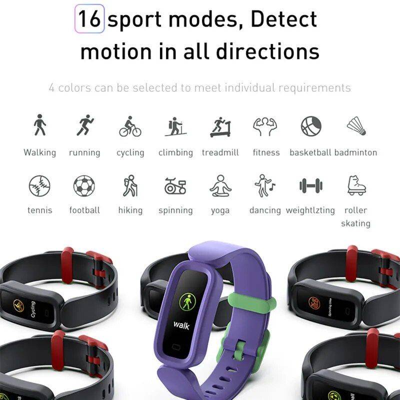 Kid's Smart Fitness Watch – Waterproof, Multi-Language with Health & Activity Tracking Gadgets Smartwatches & Accessories Color : Blue|Black|Red|Purple 