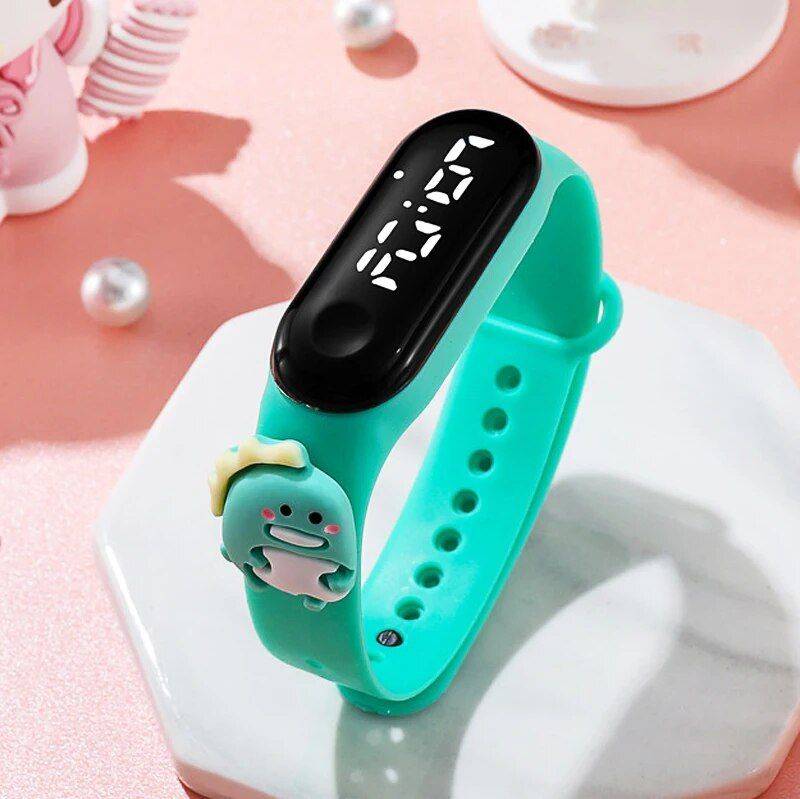 Kid-Friendly Waterproof Digital Watch with LED Display & Cartoon Themes Gadgets Smartwatches & Accessories Color: Rose 