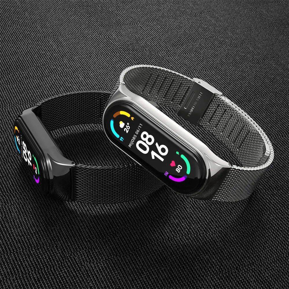 Luxury Milanese Stainless Steel Strap for Mi Band 3/4/5/6 Gadgets Smartwatches & Accessories Color : Silver|Black|Dusty pink|Gold|Golographic|Blue|Light blue|Purple|Green|Red|Black&green|Pink 