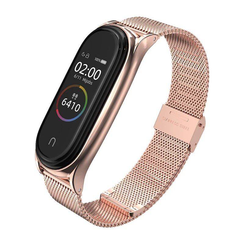 Luxury Milanese Stainless Steel Strap for Mi Band 3/4/5/6 Gadgets Smartwatches & Accessories Color : Silver|Black|Dusty pink|Gold|Golographic|Blue|Light blue|Purple|Green|Red|Black&green|Pink 