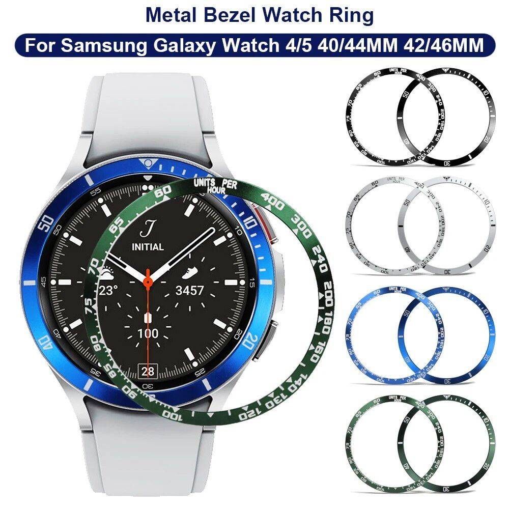 Metal Smartwatch Bezel Ring for Galaxy Watch 4, 5 & Classic - Matte Finish Cover Bumper Gadgets Smartwatches & Accessories Color : Time Ring Blue|Time Ring Black|Time Ring Green|Speed Ring Black|Speed Ring Silver|Time Ring Silver|Speed Ring Green|Speed Ring Blue 