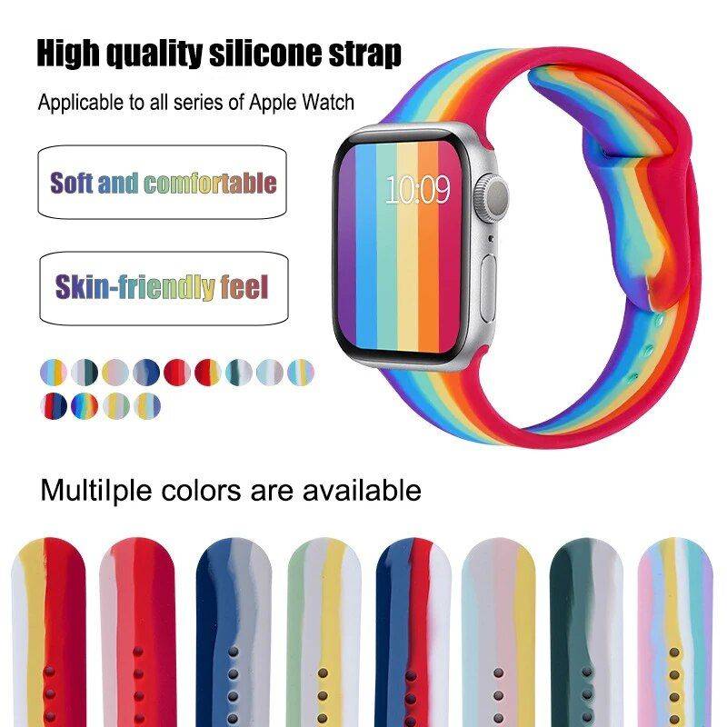 Rainbow Silicone Apple Watch Strap: Comfortable & Stylish Gadgets Smartwatches & Accessories Color : Rainbow|Rainbow 1|Rainbow 2|Rainbow 3|Rainbow 4|Rainbow 5|Rainbow 6|Rainbow 7|Rainbow 8|Rainbow 9|Rainbow 10|Rainbow 11|Rainbow 12 