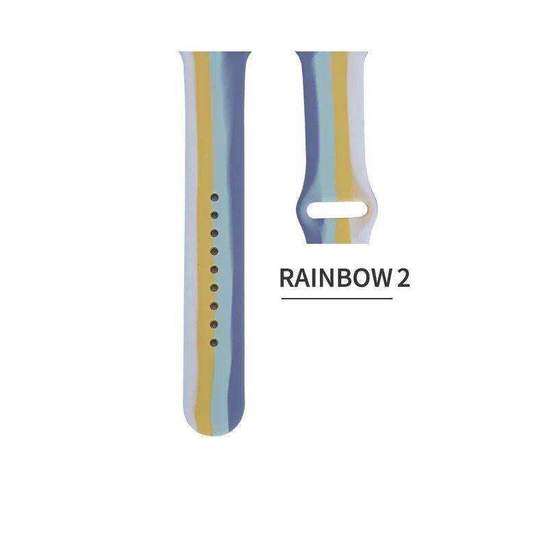 Rainbow Silicone Apple Watch Strap: Comfortable & Stylish Gadgets Smartwatches & Accessories Color: Rainbow 2 Size: 38 40 41mm S-M|38 40 41mm M-L|42 44 45mm S-M|42 44 45mm M-L 