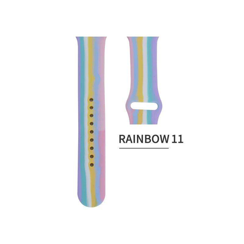 Rainbow Silicone Apple Watch Strap: Comfortable & Stylish Gadgets Smartwatches & Accessories Color: Rainbow 11 Size: 38 40 41mm S-M|38 40 41mm M-L|42 44 45mm S-M|42 44 45mm M-L 