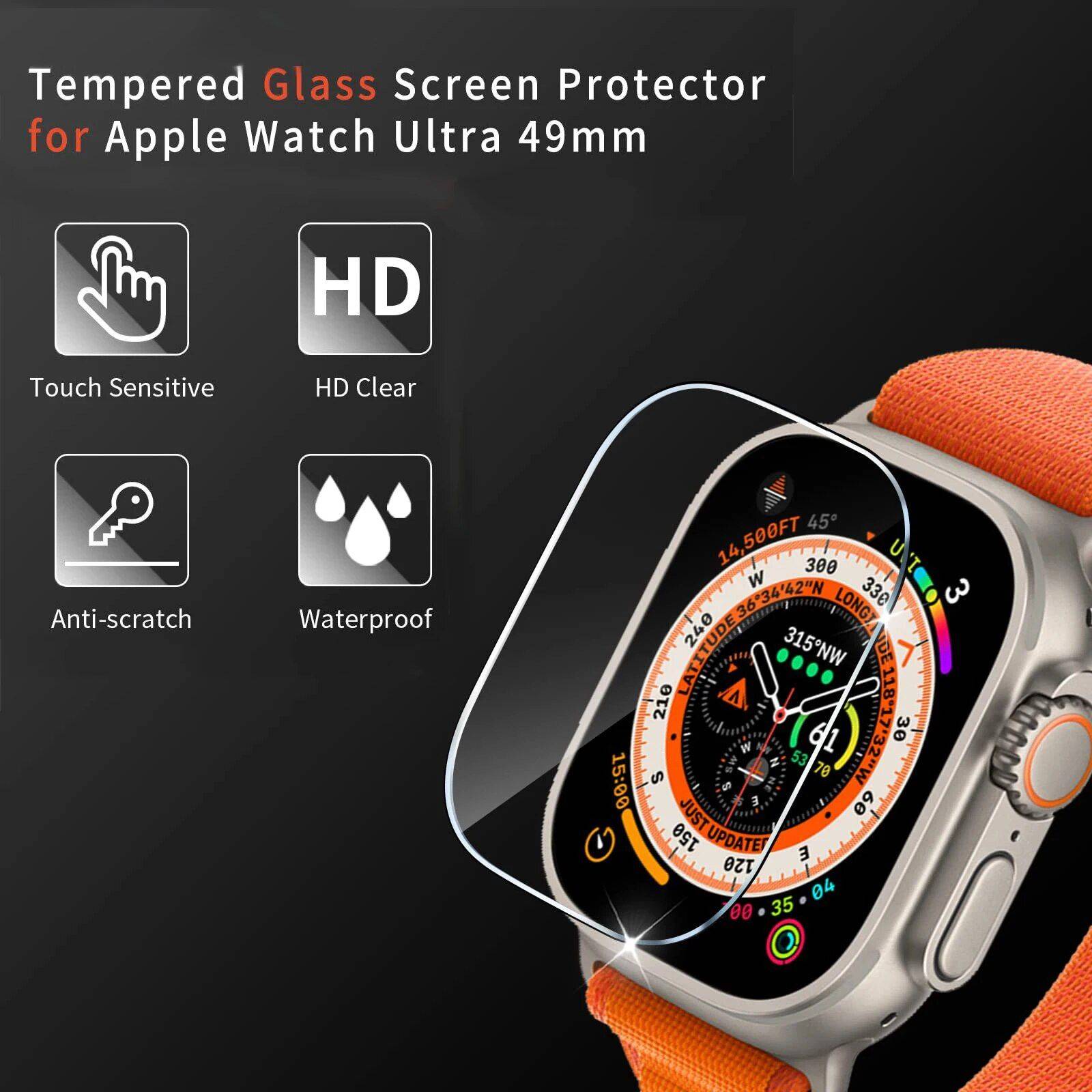 9D Full Coverage Tempered Glass Screen Protector for Apple Watch Ultra 49mm - HD, Waterproof, and Anti-Scratch Film Gadgets Smartwatches & Accessories Color : 1 PCS|2 PCS|3 PCS|4 PCS|5 PCS 