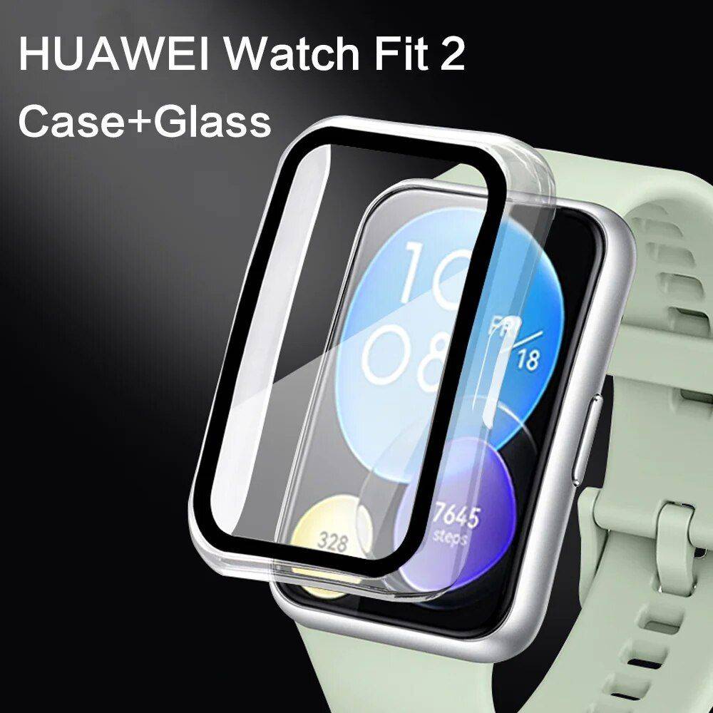 Full Bumper Tempered Glass Protector for HUAWEI Watch Fit 2 Gadgets Smartwatches & Accessories Color : Transparent|Black|Starlight|Pink|Blue|Green 