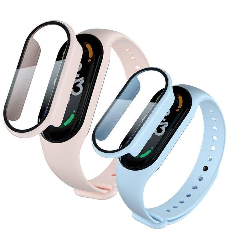 Full Coverage Screen Protector & PC Case for Smart Fitness Bands Gadgets Smartwatches & Accessories Color : transparent|black|green|pink|blue|white 