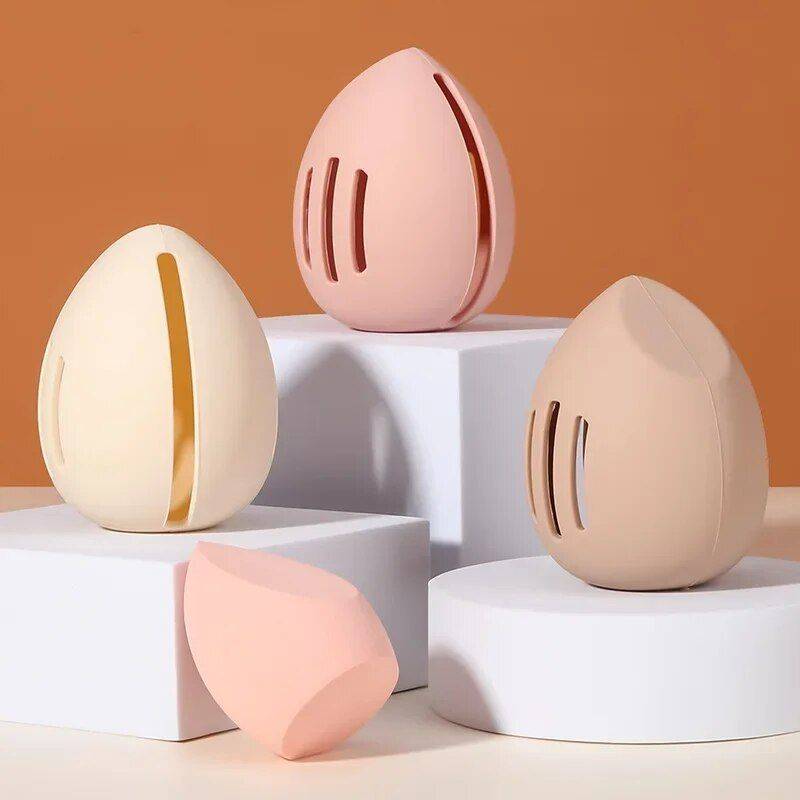 Compact Silicone Makeup Sponge Holder - Dustproof and Breathable Beauty Blender Case 