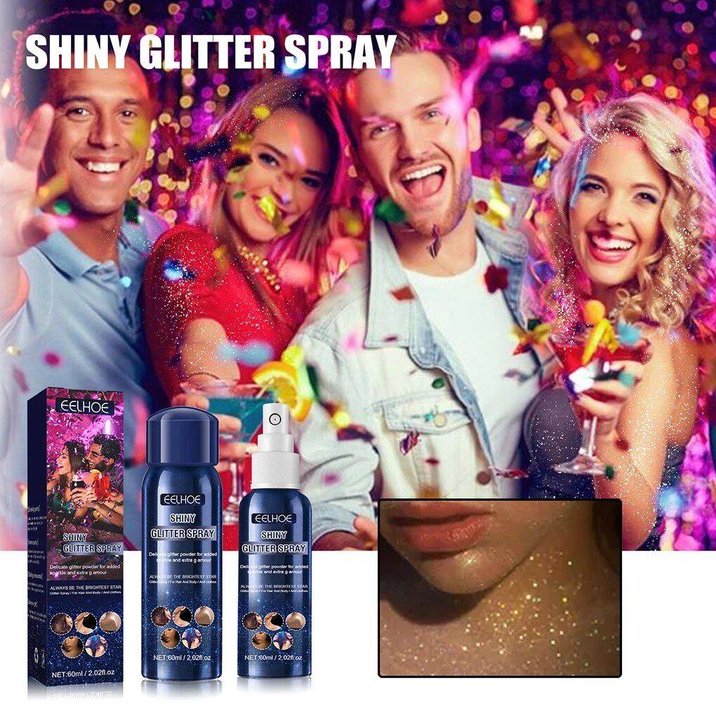 Shiny Glitter Spray Sparkle Spray For Clothes, Body, and Hair 