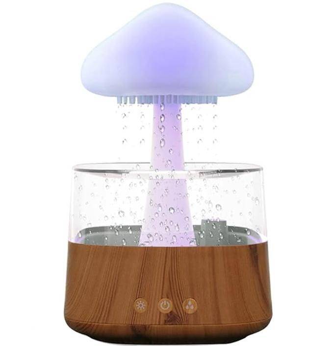 Colorful Mushroom Rain Cloud Air Humidifier and Night Light with Aromatherapy 