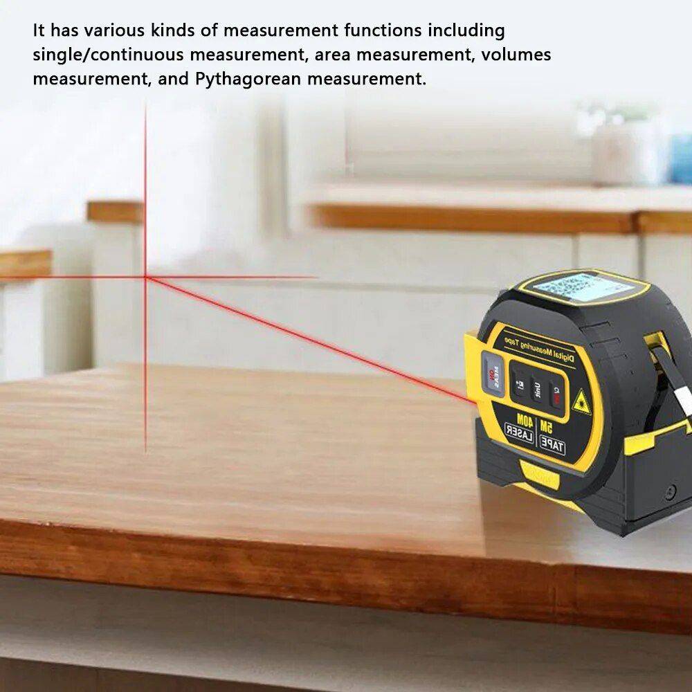 Multi-Function Laser Distance Meter with 5m Tape Measure and Cross-Marking Gadgets TikTok Specials Color : Yellow 40m|Yellow 60m|Blue 40m|Blue 60m 