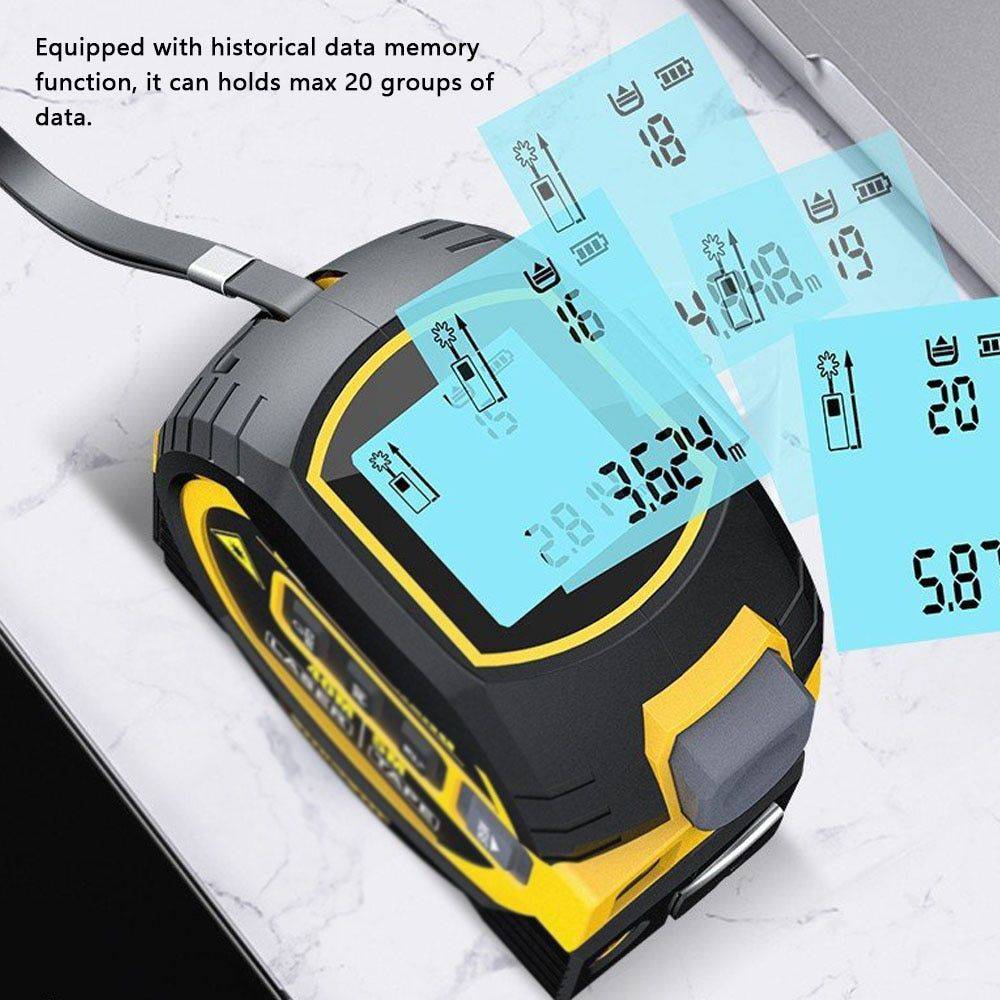 Multi-Function Laser Distance Meter with 5m Tape Measure and Cross-Marking Gadgets TikTok Specials Color : Yellow 40m|Yellow 60m|Blue 40m|Blue 60m 