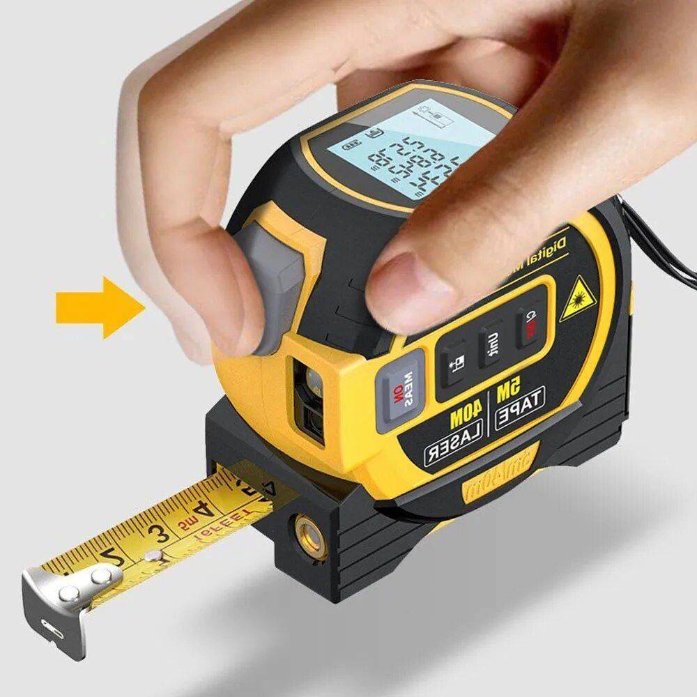 Multi-Function Laser Distance Meter with 5m Tape Measure and Cross-Marking Gadgets TikTok Specials Color : Yellow 40m|Yellow 60m|Blue 40m|Blue 60m 