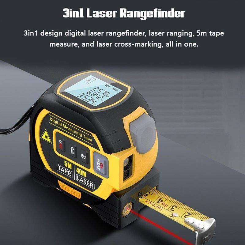 Multi-Function Laser Distance Meter with 5m Tape Measure and Cross-Marking Gadgets TikTok Specials Color : Yellow 40m|Yellow 60m|Blue 40m|Blue 60m 