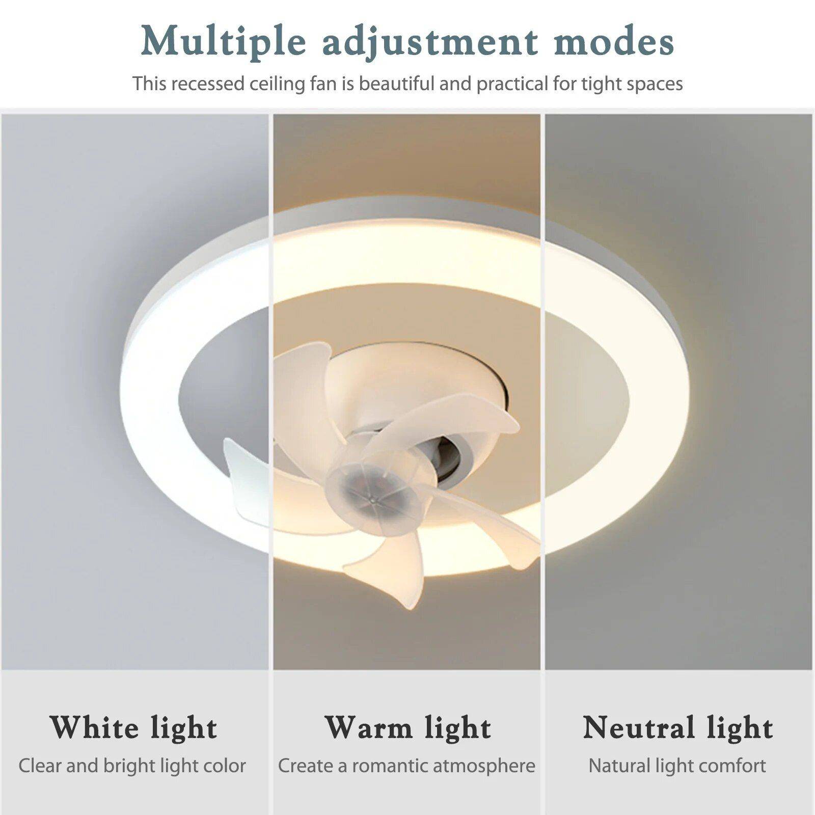 Elegant LED Ceiling Fan Light Best Sellers Gadgets TikTok Specials Type : 48W|48W 1M Wire|48W 0.5M Telescopic Rod 