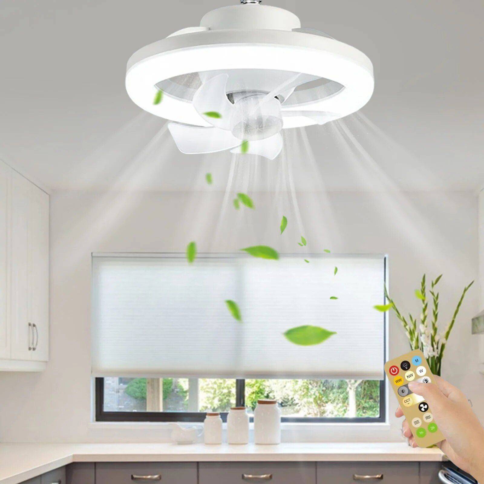 Elegant LED Ceiling Fan Light Best Sellers Gadgets TikTok Specials Type : 48W|48W 1M Wire|48W 0.5M Telescopic Rod 