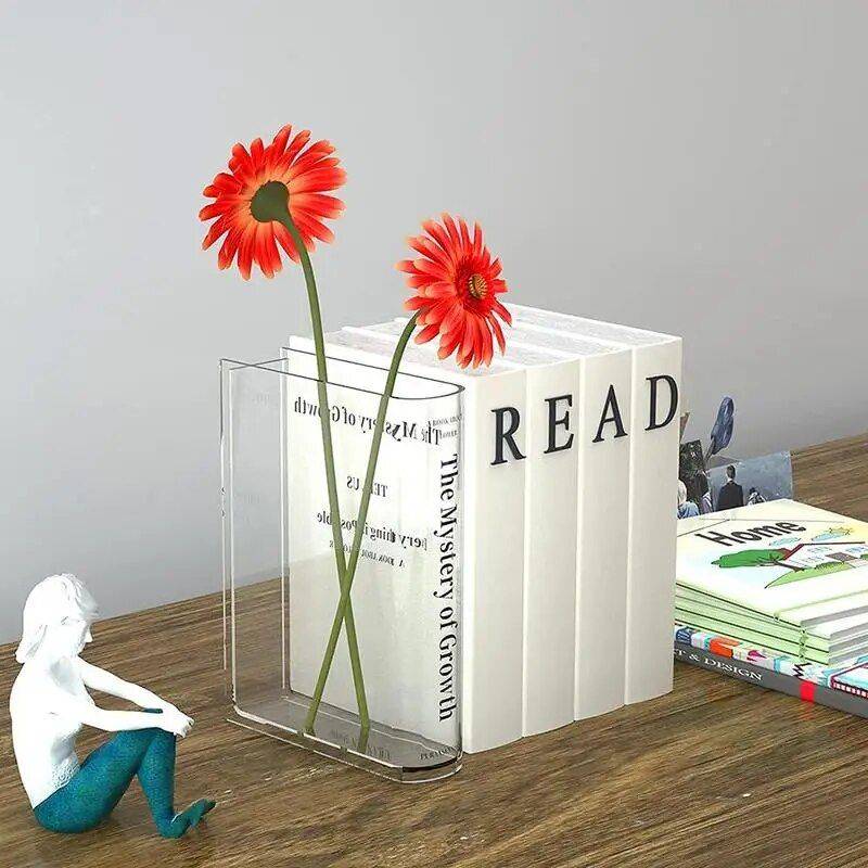 Modern Acrylic Book Flower Vase - Stylish Home Decor Gadgets TikTok Specials Color : Transparent 