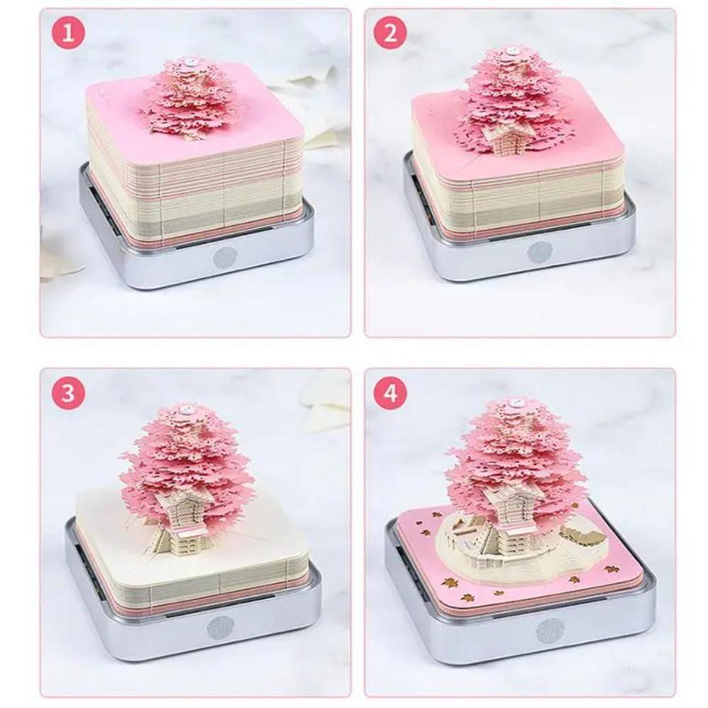 2024 Calendar Memo Pad 3D Paper Art Earth Decoration Creative Desk Calendar DIY Notes Notepad Sculpture Gift Gadgets TikTok Specials Color : Pink|Green 