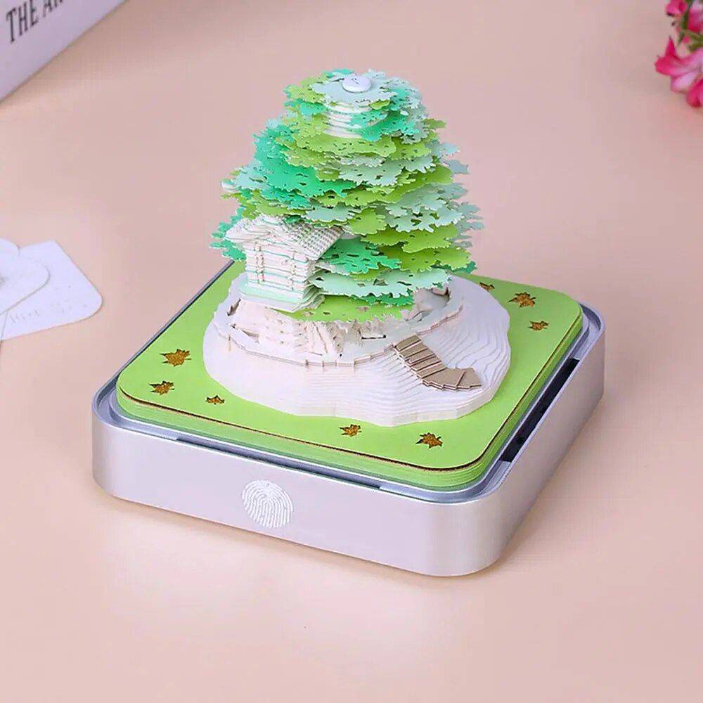 2024 Calendar Memo Pad 3D Paper Art Earth Decoration Creative Desk Calendar DIY Notes Notepad Sculpture Gift Gadgets TikTok Specials Color : Pink|Green 