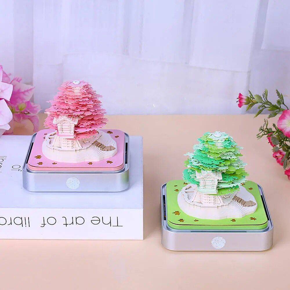 2024 Calendar Memo Pad 3D Paper Art Earth Decoration Creative Desk Calendar DIY Notes Notepad Sculpture Gift Gadgets TikTok Specials Color : Pink|Green 