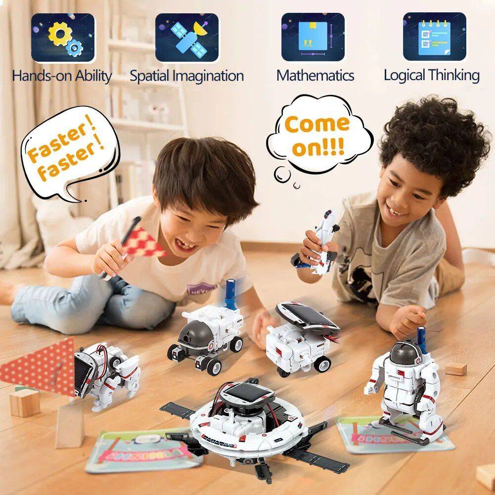 Solar Space Fleet Robot Kit: 4-in-1 Educational STEM Toy for Space Exploration 