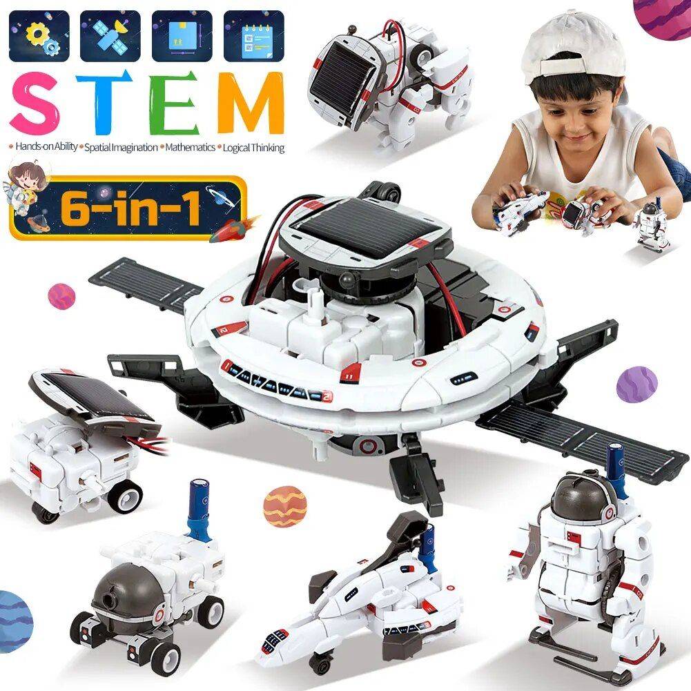 Solar Space Fleet Robot Kit: 4-in-1 Educational STEM Toy for Space Exploration 