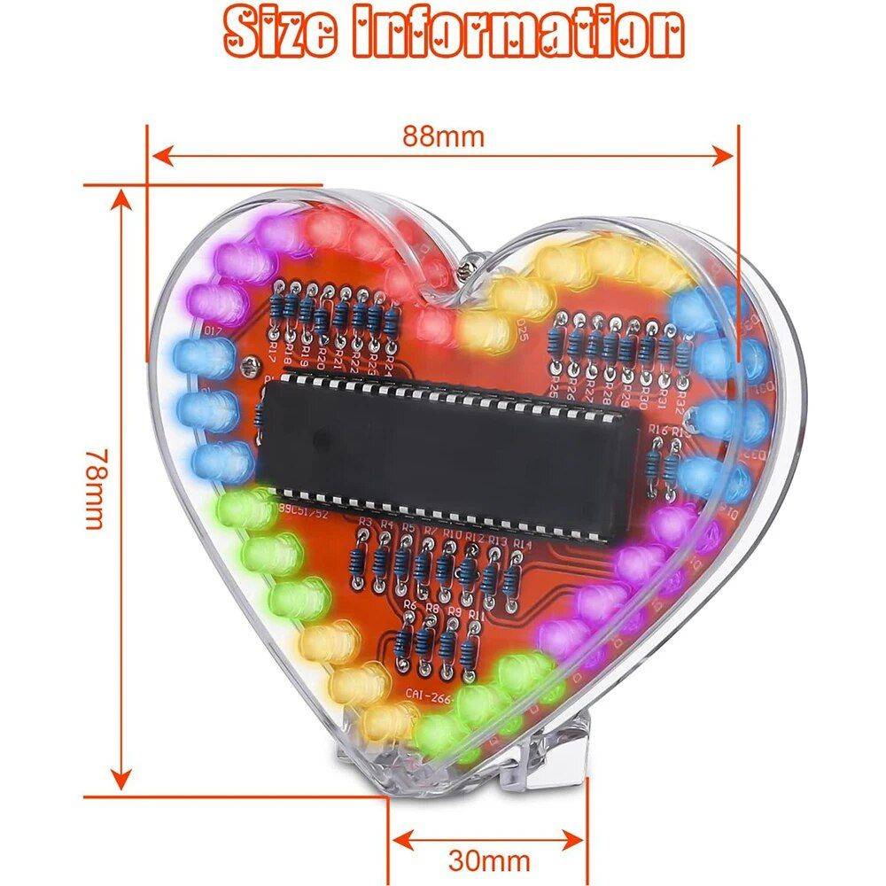 Heart-Shaped RGB LED Light Kit - DIY Soldering Project for STEM Education 