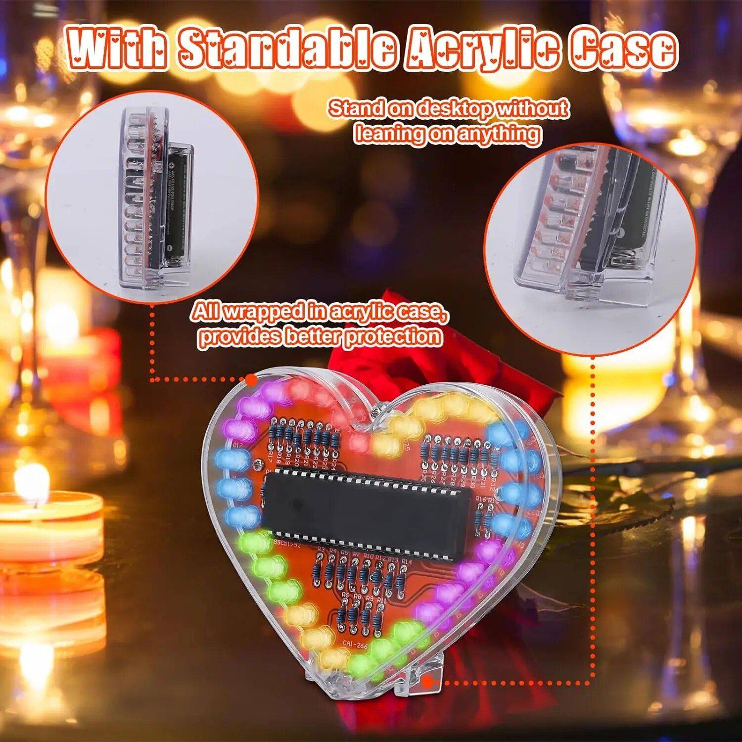 Heart-Shaped RGB LED Light Kit - DIY Soldering Project for STEM Education 