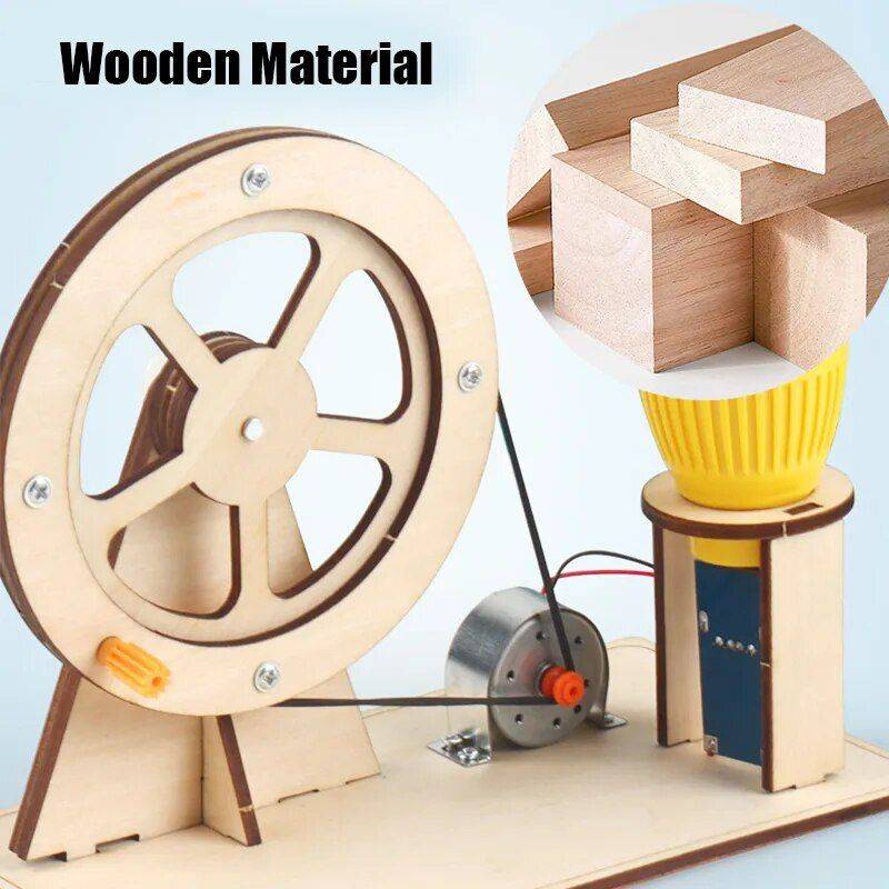 Wooden Hand Generator Kids Science Toy Activity & Entertainment Kids & Babies Color : Light Yellow|Red 