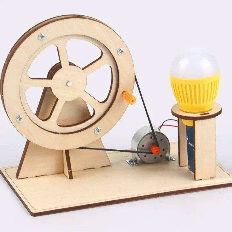 Wooden Hand Generator Kids Science Toy Activity & Entertainment Kids & Babies Color : Light Yellow|Red 