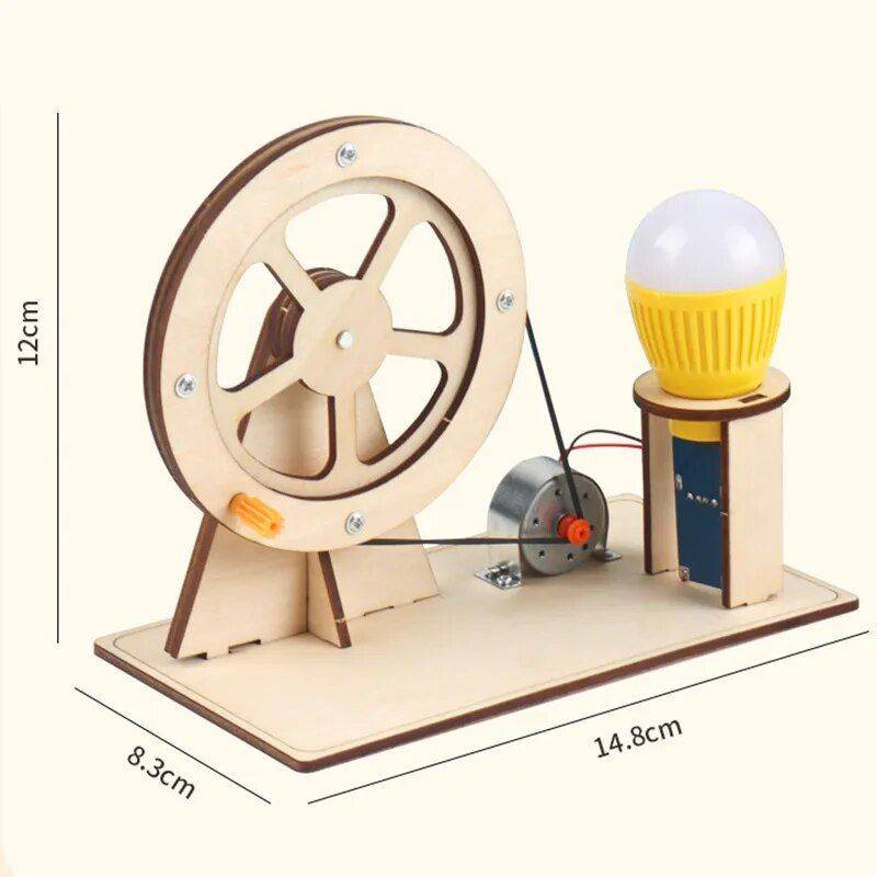 Wooden Hand Generator Kids Science Toy Activity & Entertainment Kids & Babies Color : Light Yellow|Red 