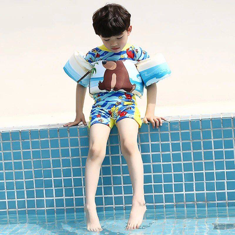 Cartoon Kids' Swimming Vest with Buoyancy Arm Foam Rings 