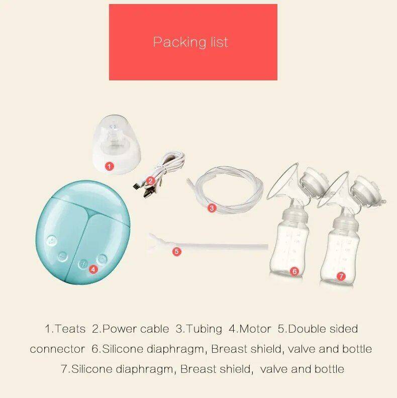 USB Rechargeable Double Electric Breast Pump with Nursing Pads & Milk Storage Set 