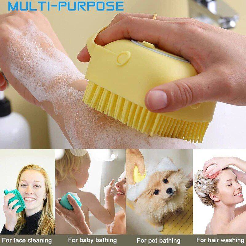 Multi-Purpose Silicone Bath & Body Brush: Gentle Massage and Deep Cleansing Tool Kids & Babies Color : Blue|Yellow|Pink 