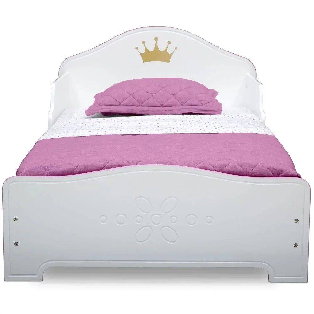 Enchanting Princess Crown Toddler Bed with Pink Accents 